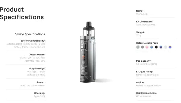 Aspire Veynom EX Kit - Pod Kits