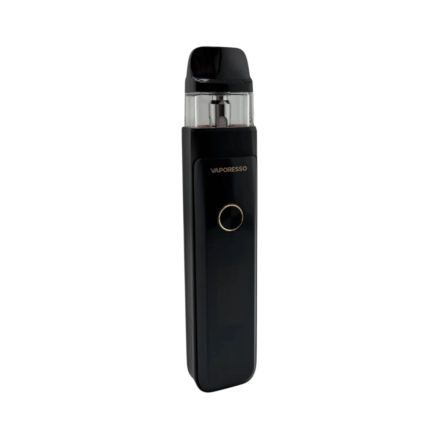 Black vape pod kit device on a white background
