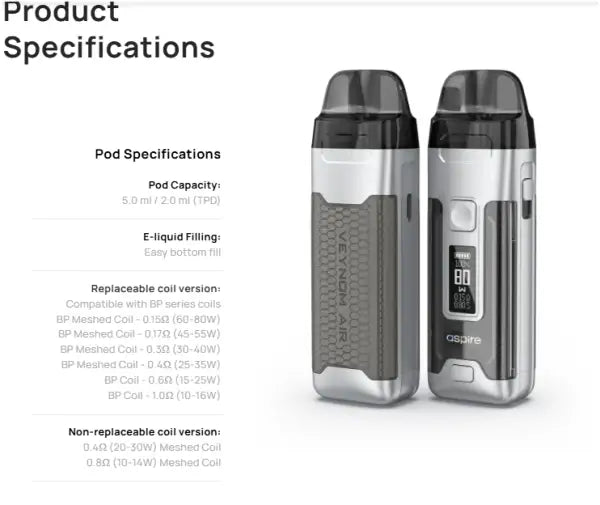 Aspire Veynom Air 2800mah Pod Device Kits