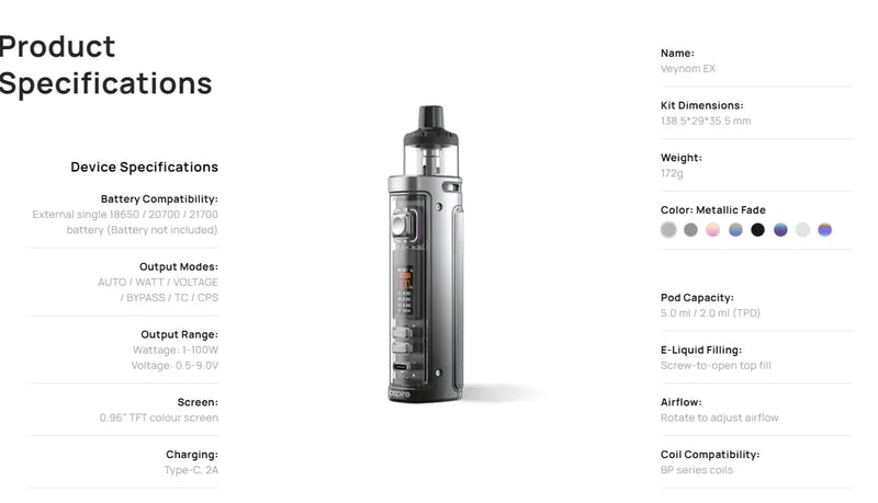 Aspire Veynom EX Kit - Pod Kits
