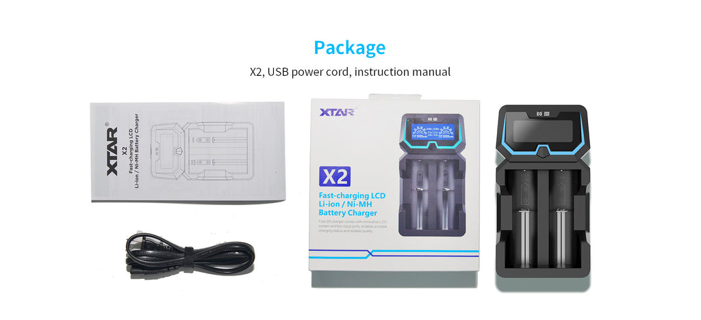 Xtar X2 Battery Charger picture of contents