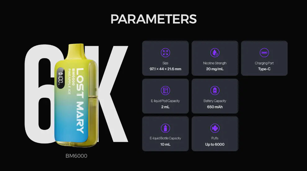 Lost Mary BM6000 Refillable Vape Kit (multiple flavours)