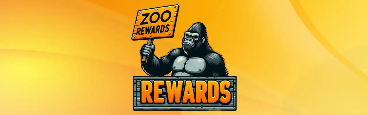 Cartoon gorilla holding a sign.