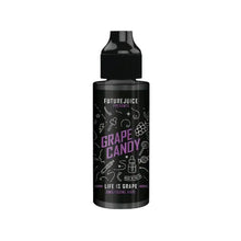 Black vape juice bottle labeled 'Grape Candy' by Future Juice on a white background