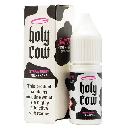 Holy Cow nic salts in 10mg or 20mg Strawberry Milkshake