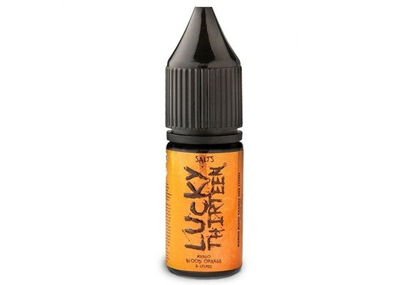 Lucky 13 Nic Salt Nicotine Salts available in 10mg and 20mg at ecigzoo Mango Blood Orange Lychee