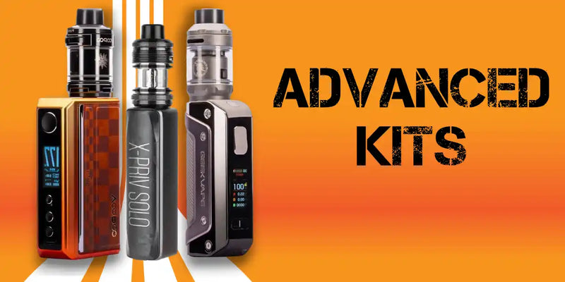 Three advanced vape kits, each with a mod and an atomizer.