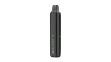 Black electronic device with a green light on a white background