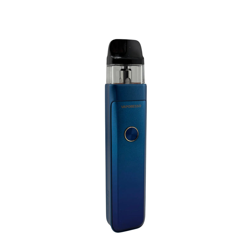 Blue vape pod kit on a white background