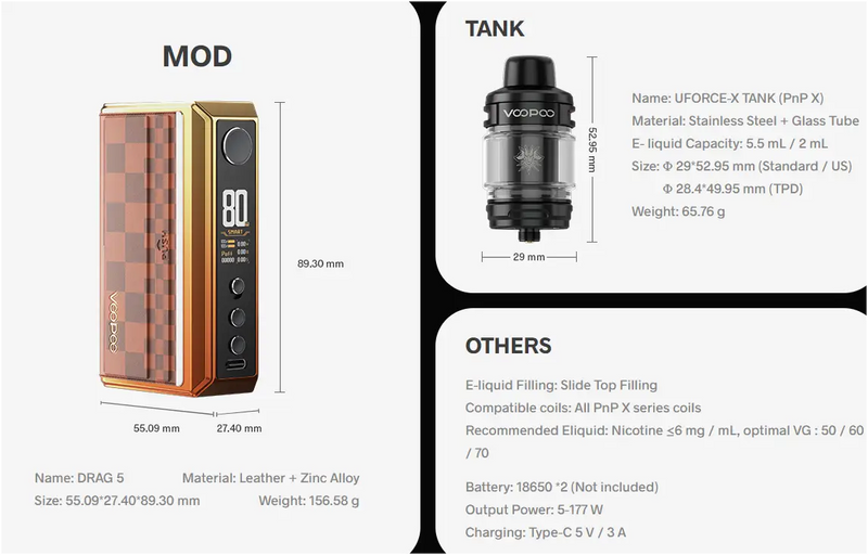 VooPoo Drag 5 Kit Advanced Kits Voopoo